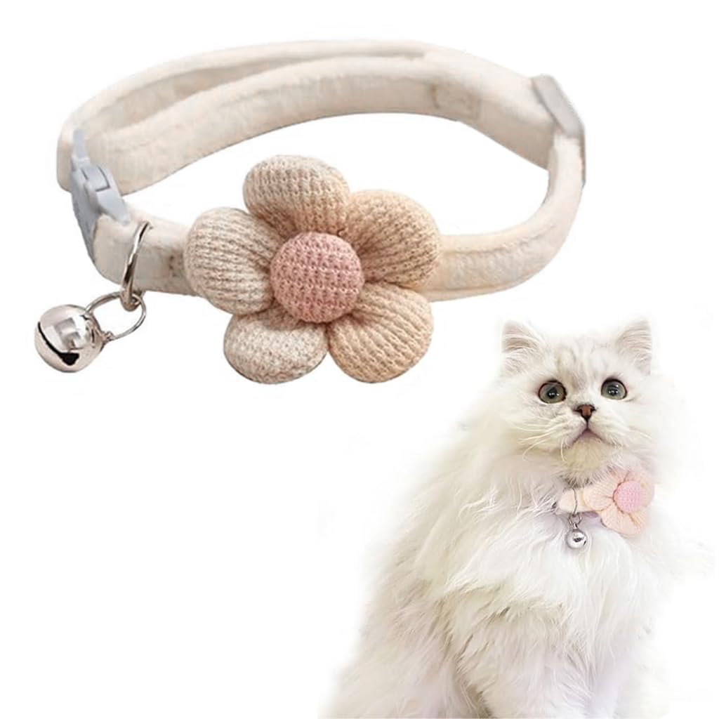 Qpets Cat Collar, Pet Collar Cute Flower Cat Collar with Bell, Lovely Cat Collar Quick Release Adjustable Cat Collar Soft Plush Collar Cat Gift, Pink Qpets Cat Collar, Pet Collar Cute Flower Cat Collar with Bell, Lovely Cat Collar Quick Release Adjustable Cat Collar Soft Plush Collar Cat Gift, Pink